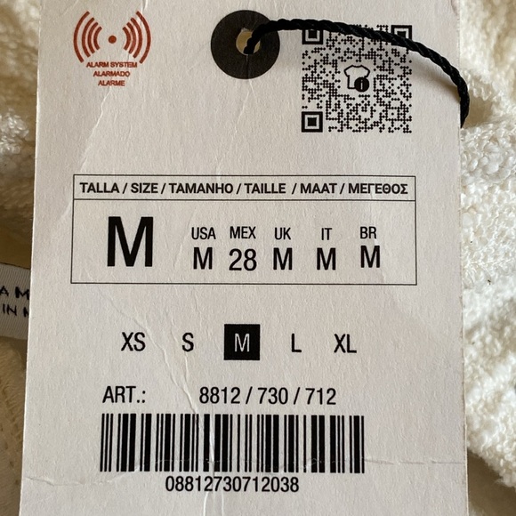 NWT. Zara ZW Collection Ecru Cotton Blend Textured Shift Midi Dress. Size M. - Picture 11 of 14